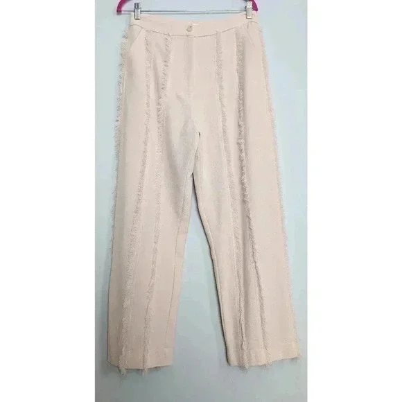 JONATHAN SIMKHAI Emory Frayed Crepe Wide-Leg Trousers - Picture 2 of 8